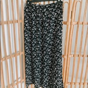 Mossimo Black Floral Printed Maxi Skirt With Split
